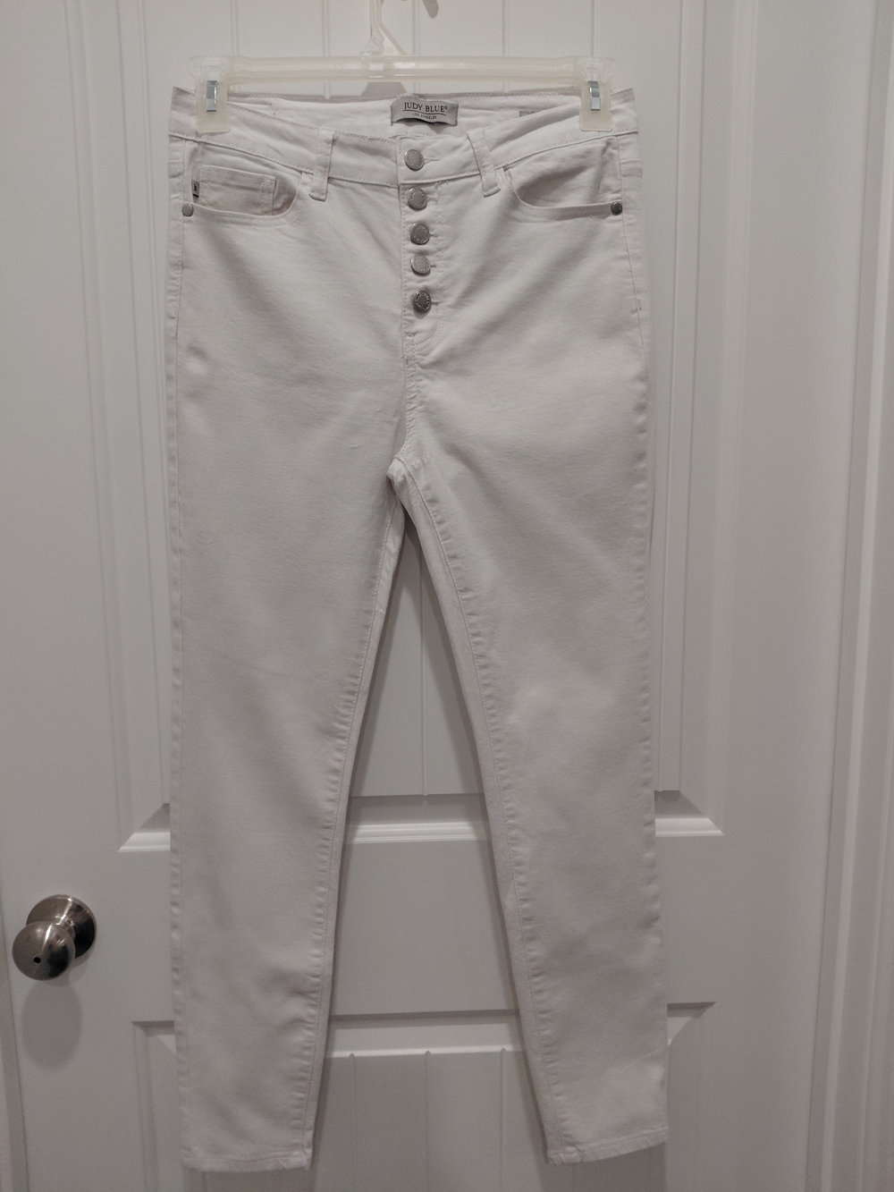 Judy Blue White High-Rise Skinny Jeans with Exposed Button Fly #2045